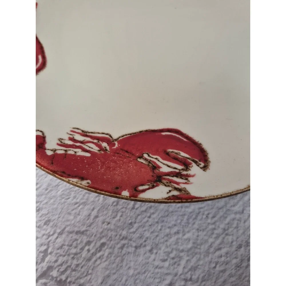 V.Ceramic Lobster Dinner Plate 10.5 Inch Made in Portugal Coastal Nautical Red